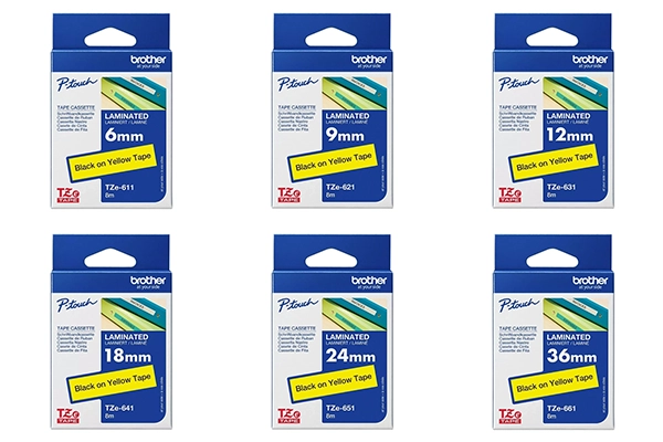 Brother P-Touch TZe Label Tape Black on Yellow